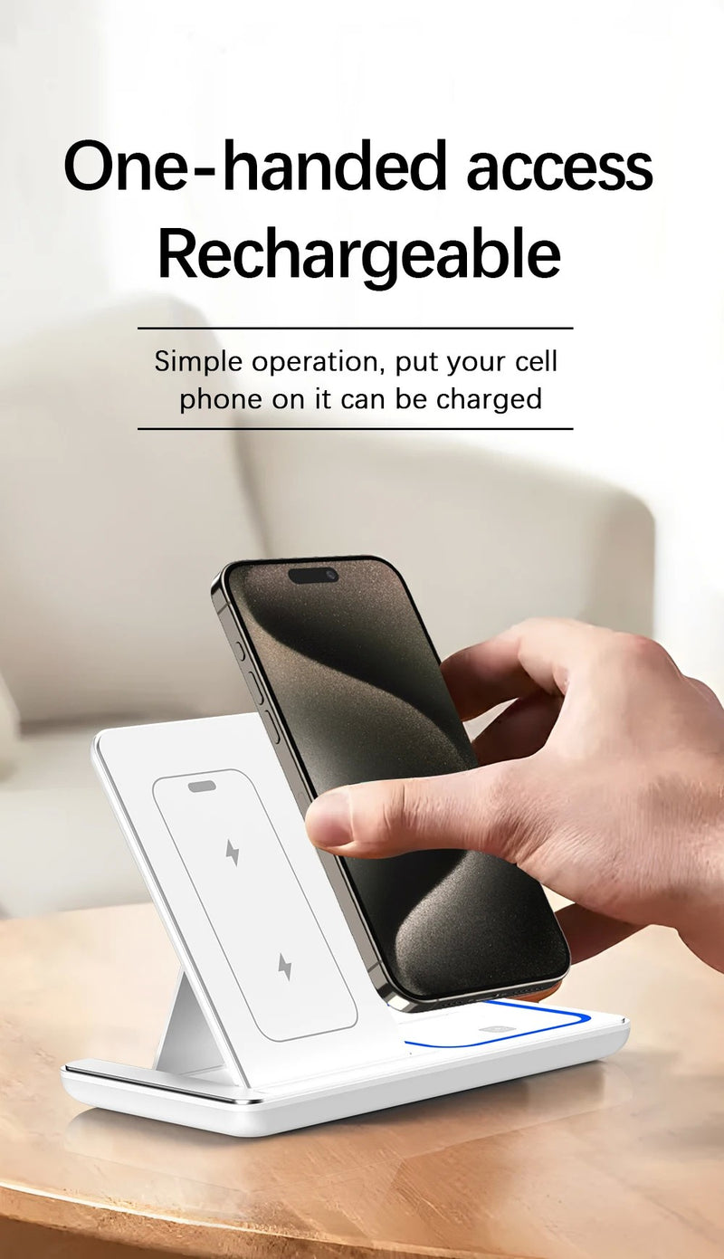 Fast Charging Pad 3 em 1 – Suporte + LED + Wireless