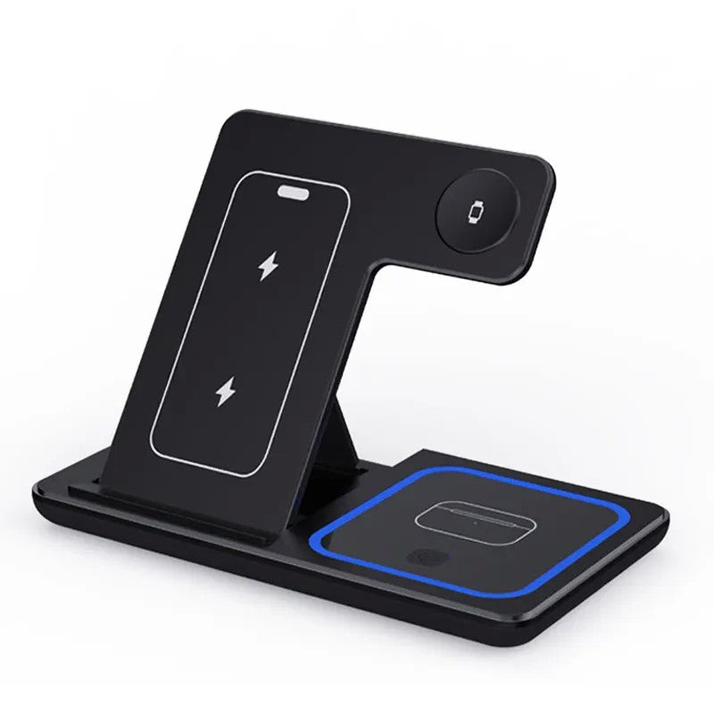 Fast Charging Pad 3 em 1 – Suporte + LED + Wireless
