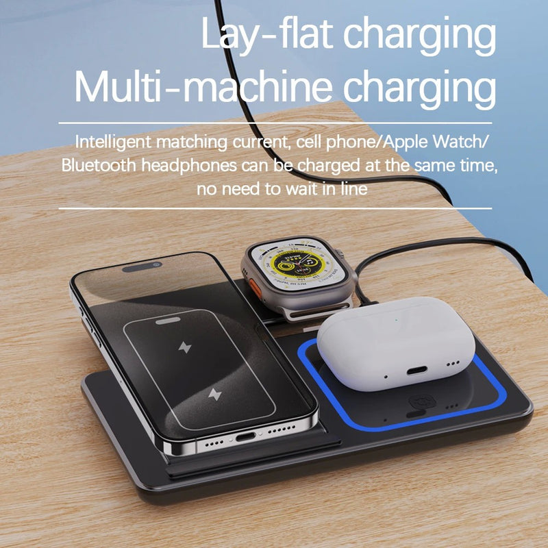Fast Charging Pad 3 em 1 – Suporte + LED + Wireless